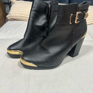 Elegant Black and Gold Ankle Boots